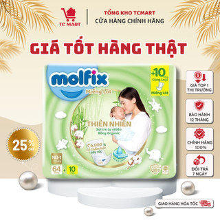 Tã/bỉm dán bé Molfix Thổ Nhĩ Kì thiên nhiên bông Organic Newborn 1 sơ sinh NB1(64+10) NB1(90+10)