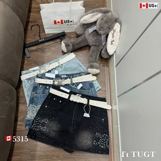 Chân váy jean chữ A nữ đính đá Celine kèm đai, chân váy bò dáng ngắn Mẫu Mới 2024 QCCC LuciK Shop 5315 CV0065
