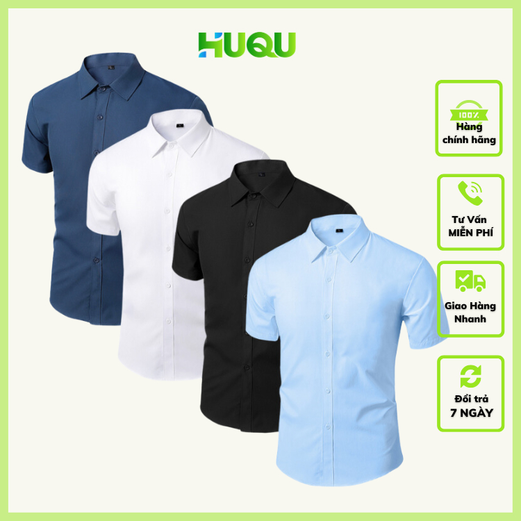 Áo Sơ Mi Ngắn Tay Body Slim Fit HUQU-T011