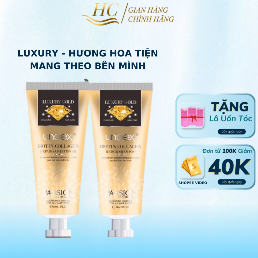 Dầu gội xả luxury biotin collagen Ungex hương hoa thơm lâu đến 72h HC 60ml