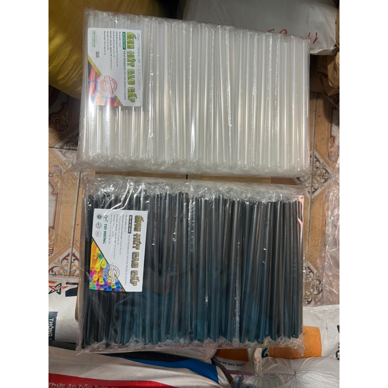 set 2 bịch Ống hút trà sữa cao cấp màng bọc ( phi 6-8-12)