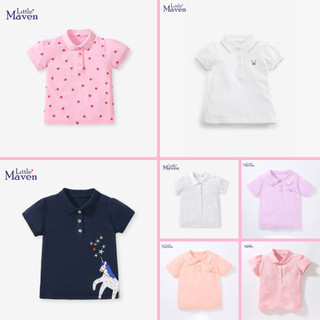 BST Áo hè polo Little Maven trắng thêu thỏ LM53023/LM53024 cho bé gái 2-8 tuổi - TILANI Official Store