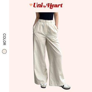 Quần ống rộng Linen Pants QD023 nút gài, lưng thun - Uni By Heart