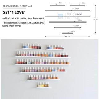 [Không cần khoan] Set Kệ Nail, Sơn Móng Thanh Ngang Treo Tường Spa, Tiệm Nail SIB Decor