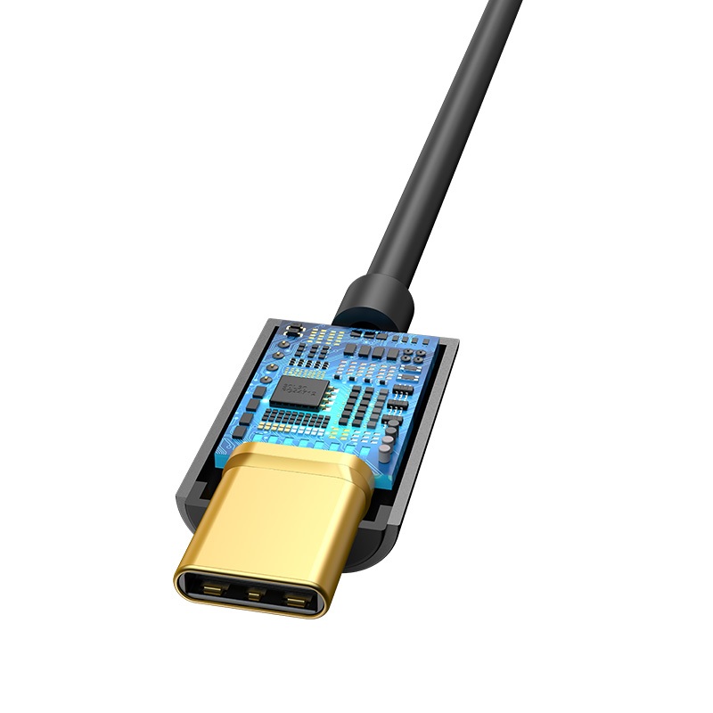Cáp chuyển đổi Baseus L54 Type C sang audio DAC AUX 3.5mm - Màu đen - Chính hãng | BigBuy360 - bigbuy360.vn