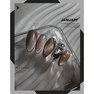 Mẫu nail mắt mèo ánh trăng gắn đá, nail box thiết kế, Nail Hàn