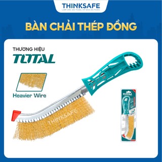 Bàn chải thép đồng Total THT92102 chiều dài 250mm giúp làm sạch các vết nứt đánh rỉ sắt tay cầm chắc chắn - Thinksafe