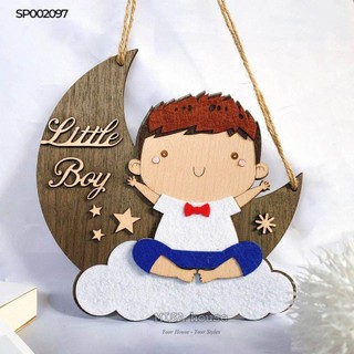 Bảng gỗ treo cửa phòng bé Little boy dễ thương