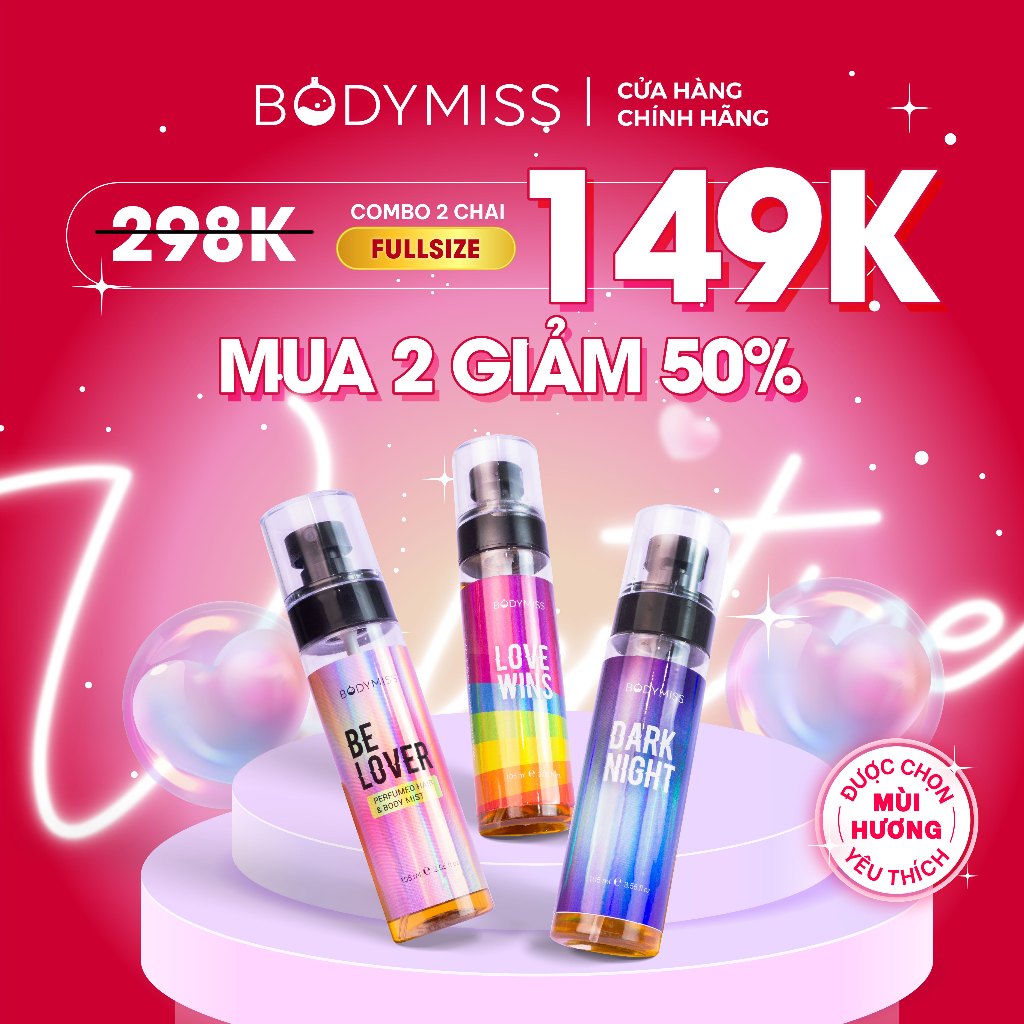 Bodymist Xịt Thơm Body Unisex Lưu Hương Lâu Đi Học Đi Chơi Hẹn Hò, Body mist Nam & Nữ BODYMISS