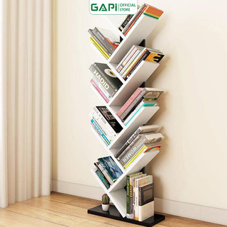 Kệ sách gỗ để sàn GAPI hình cây 9 tầng gỗ MDF phủ melamin chống xước chống nước - GP03