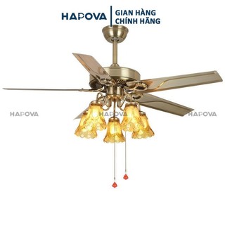Quạt trần đèn, quạt trần có đèn led 5 cánh sắt hapova linba 8095