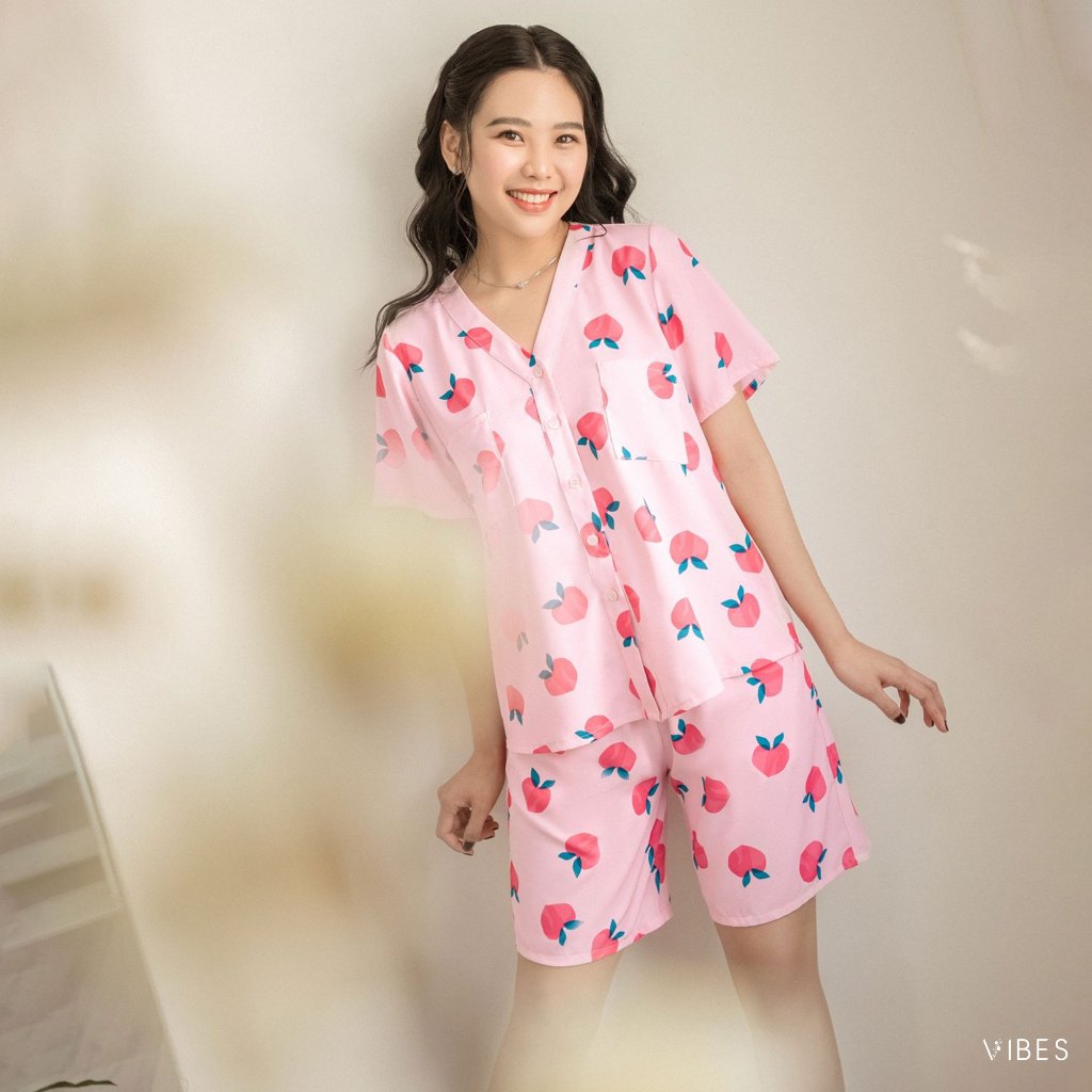 VIBES Đồ bộ Pijama ngắn Peach Py Set