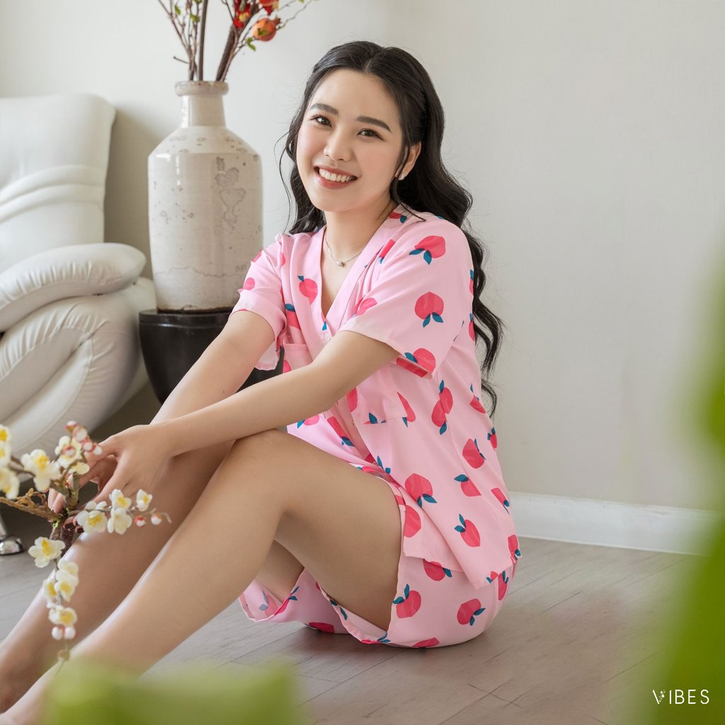 VIBES Đồ bộ Pijama ngắn Peach Py Set