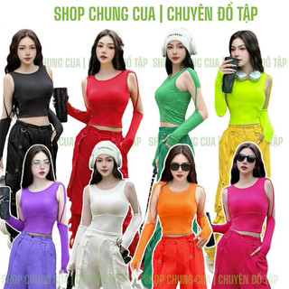 Áo thể thao Croptop nữ tay dài, áo Croptop nữ chất thun co dãn tập gym, aerobic, zumba, dân vũ