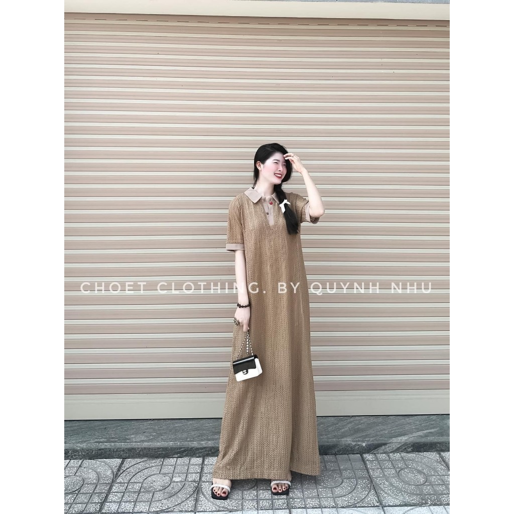 váy maxi cổ đức ren lưới