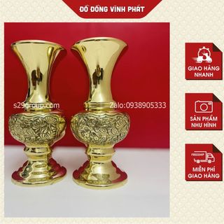 Đôi lọ hoa bằng đồng cao 25cm,đồ thờ cúng cao cấp