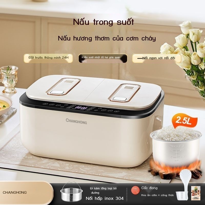 Nồi Cơm Đôi Hai Ngăn CHANGHONG Điều Khiển Kép Hoàn Toàn Tự Động- Bảo Hành 12 Tháng