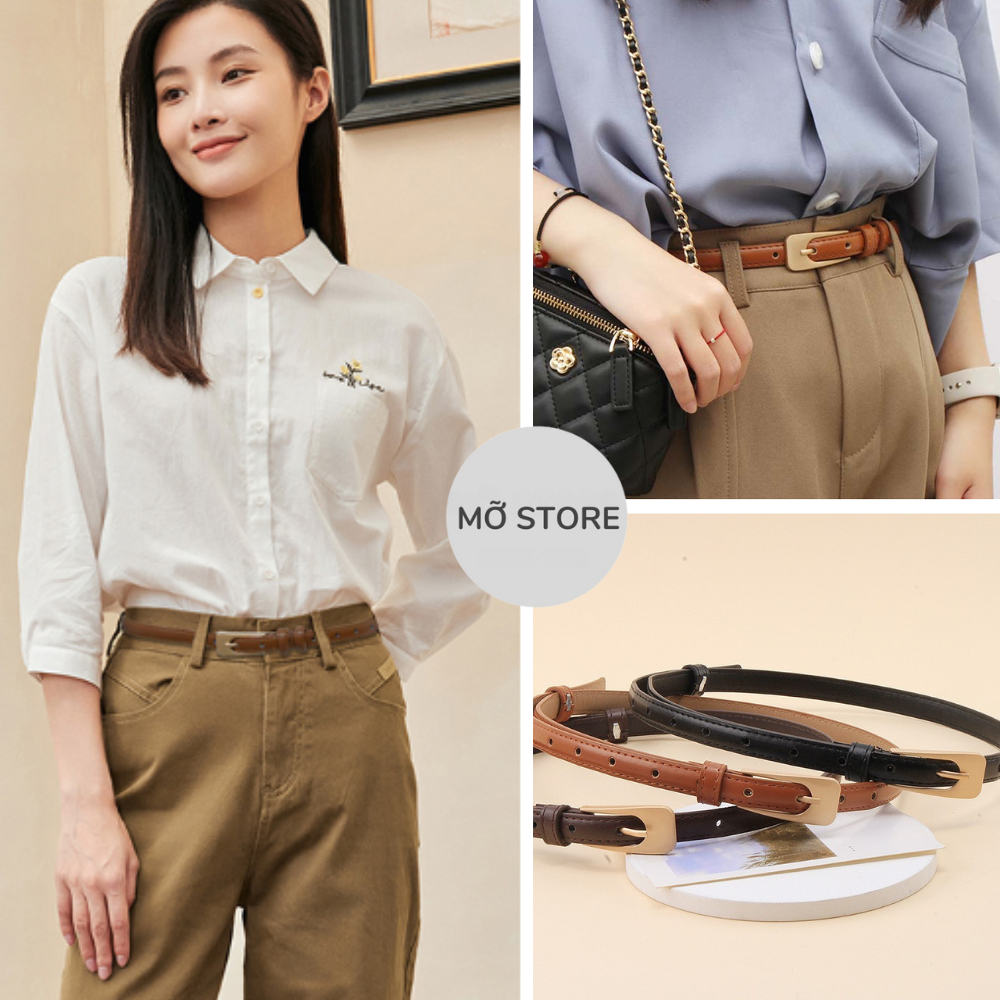 Dây thắt lưng nữ bản nhỏ, đai váy cài đơn giản dễ phối