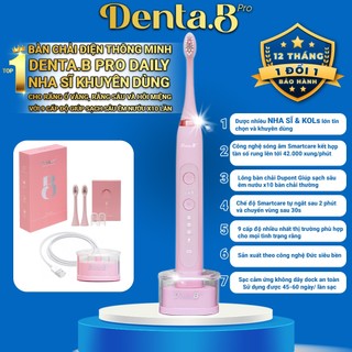 Bàn Chải Điện Denta.B Pro Baby Pink BH 15 tháng Làm Trắng Răng, Sạch Mảng Bám Gấp x10 Phiên Bản Cao Cấp 9 Cấp Độ - Pin