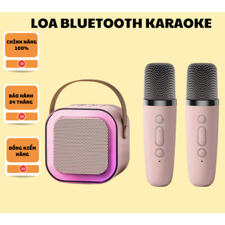 Loa bluetooth karaoke K12 kèm 2 mic nhỏ,loa karaoke không dây âm thanh bass hay cùng đèn led