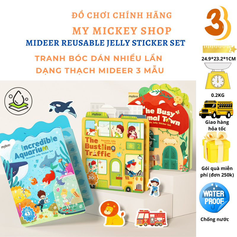 Mideer Reusable Jelly Sticker Set đồ chơi bóc dán nhiều lần 2 chủ đề hãng