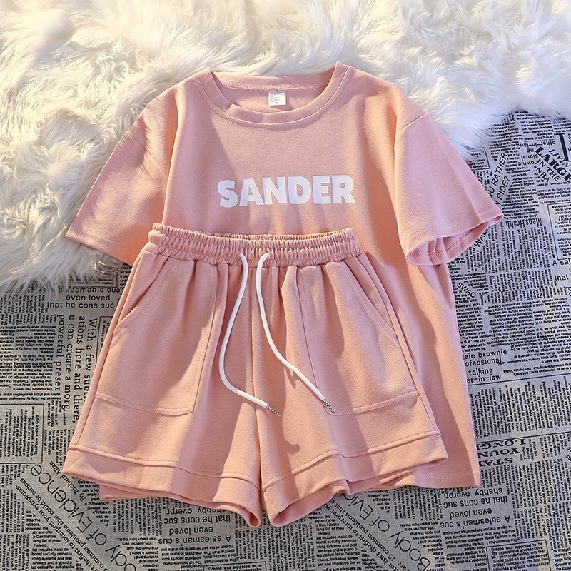 Bộ Đồ Nữ In Chữ Sander Chất Liệu Cotton Co Giãn 4 Chiều Thoải Mái Mặc Hằng Ngày Sang Trọng | BigBuy360 - bigbuy360.vn