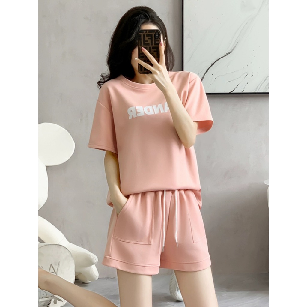 Bộ Đồ Nữ In Chữ Sander Chất Liệu Cotton Co Giãn 4 Chiều Thoải Mái Mặc Hằng Ngày Sang Trọng | BigBuy360 - bigbuy360.vn