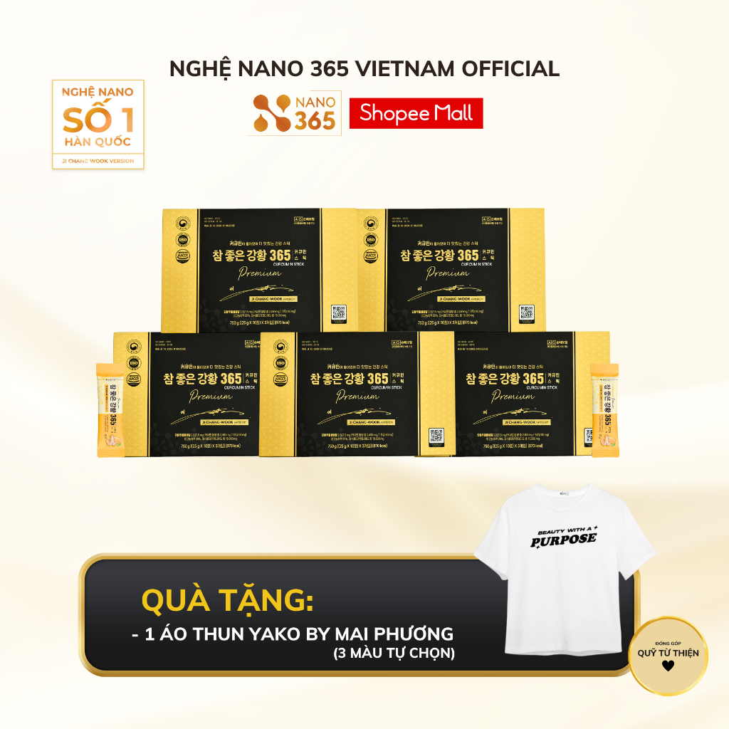 [QUÀ HẤP DẪN - COMBO GIA ĐÌNH] Thạch Nghệ Nano Curcumin 365 Collagen Premium 5 Hộp lớn 30 thanh