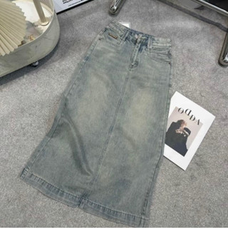 Chân váy jean dáng dài tag nâu, xẻ sau  #7419-430 An Tây Store.68