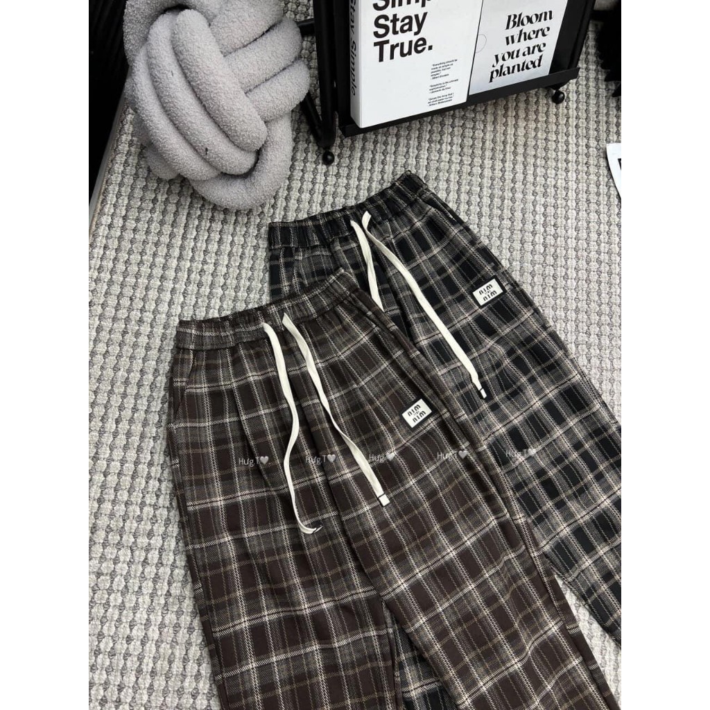 QUẦN BAGGY KẺ MIU MIU 2 MÀU ĐỦ SIZE