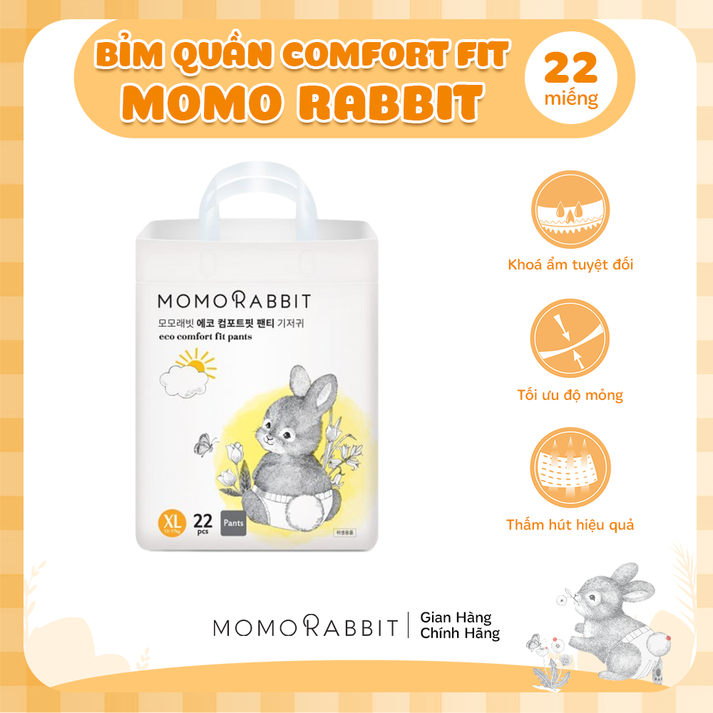 Bỉm mông to Comfort Fit Momo Rabbit Hàn Quốc - size XL - 12-17kg - 22 miếng