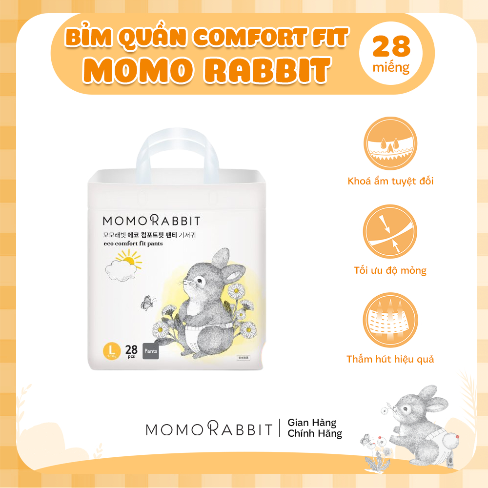 Bỉm mông to Comfort Fit Momo Rabbit Hàn Quốc - size L - 9-14kg - 28 miếng