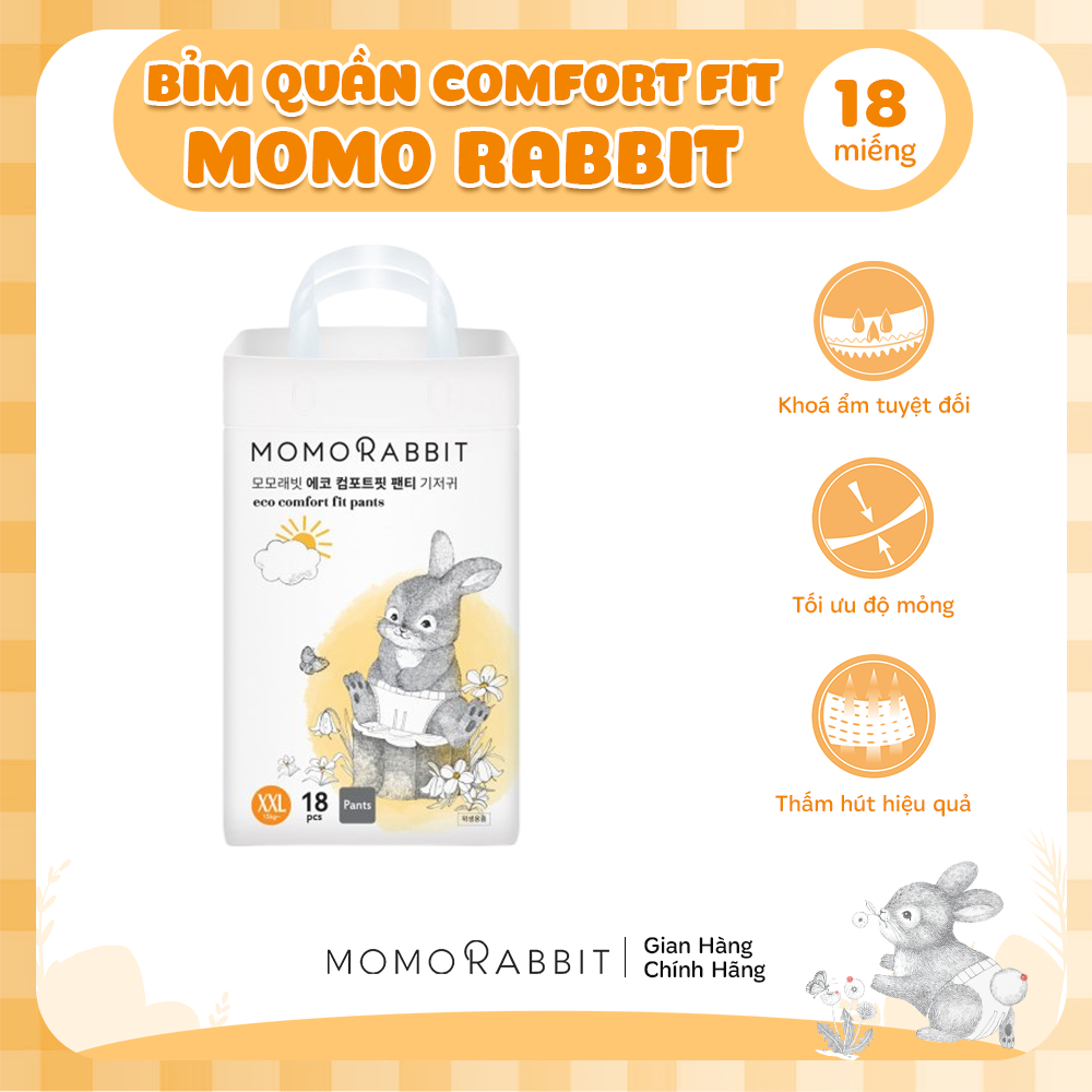 Bỉm mông to Comfort Fit Momo Rabbit Hàn Quốc - size XXL - trên 15kg - 18 miếng