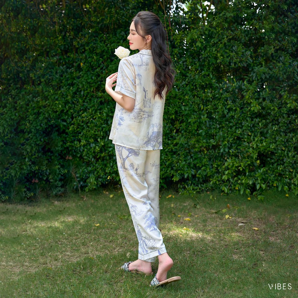 VIBES Đồ bộ Pijama dài Lụa Satin cao cấp Modest Long Py Set