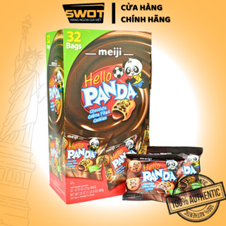 Bánh gấu nhân kem Socola Meiji Hello Panda 680g 32 gói Mỹ, Bánh gấu Chocolate Creme Filled Cookies