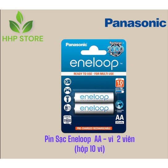 Pin Sạc Eneloop Panasonic AA 2000mAh Vỉ 2 Viên Chính Hãng
