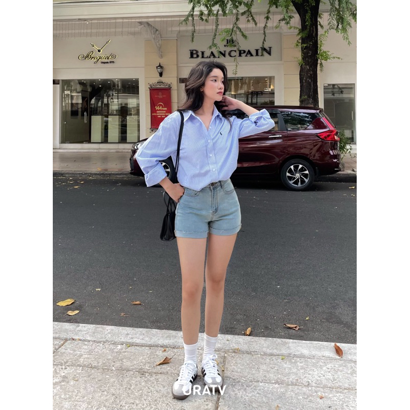 Áo sơ mi nữ thêu P0.L0 linen - URATV