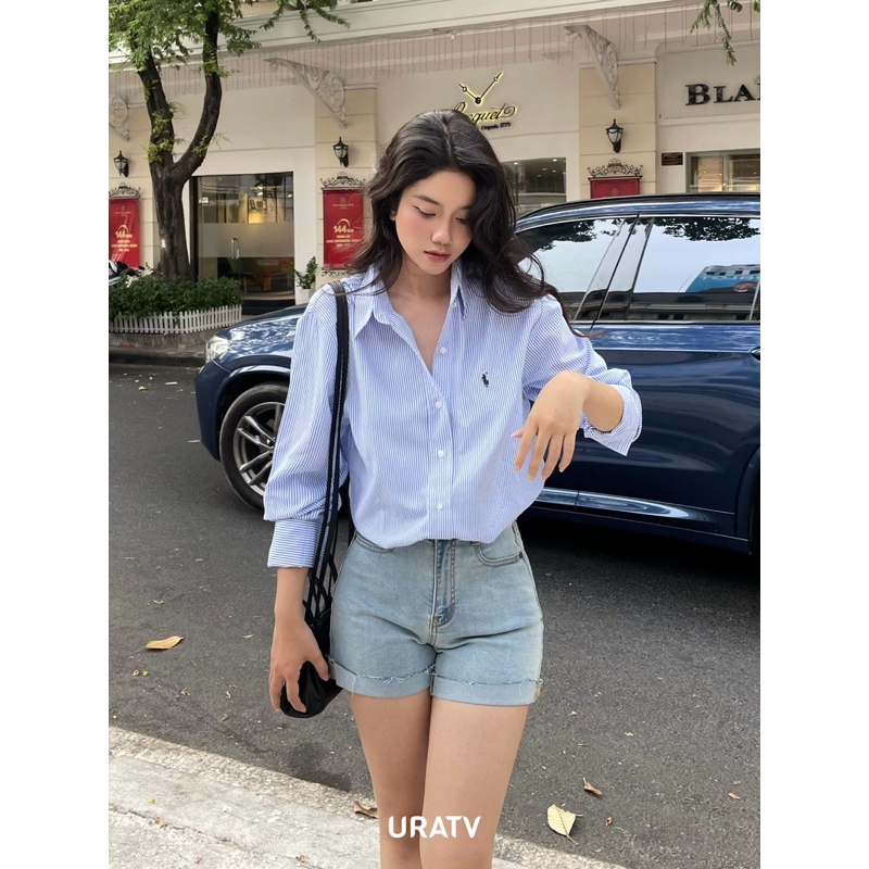 Áo sơ mi nữ thêu P0.L0 linen - URATV