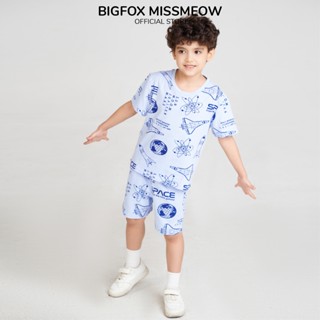 Bộ đồ hè bé trai Bigfox Miss Meow áo cộc tay vải cotton xuất Hàn size đại 3-11 tuổi 30kg 40kg