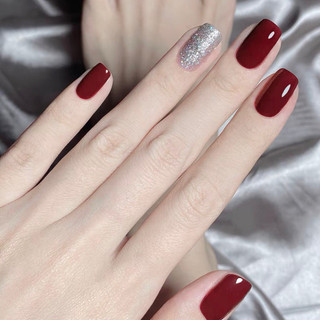 Móng tay giả Hin Nail sơn bóng đỏ son ánh nhũ mới
