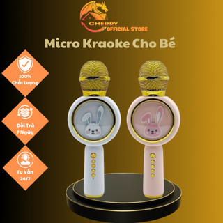 Micro Karaoke Cho Bé Kèm Loa Bluetooth Không Dây  Hình Thỏ Âm Thanh Trầm Ấm Thích Hợp Trẻ Tập Hát, An Toàn(Cherry Store)