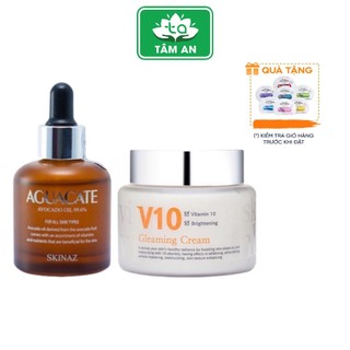 Kem v10 100ml + serum bơ aguacate oil 99,6% 30ml skinaz hàn quốc