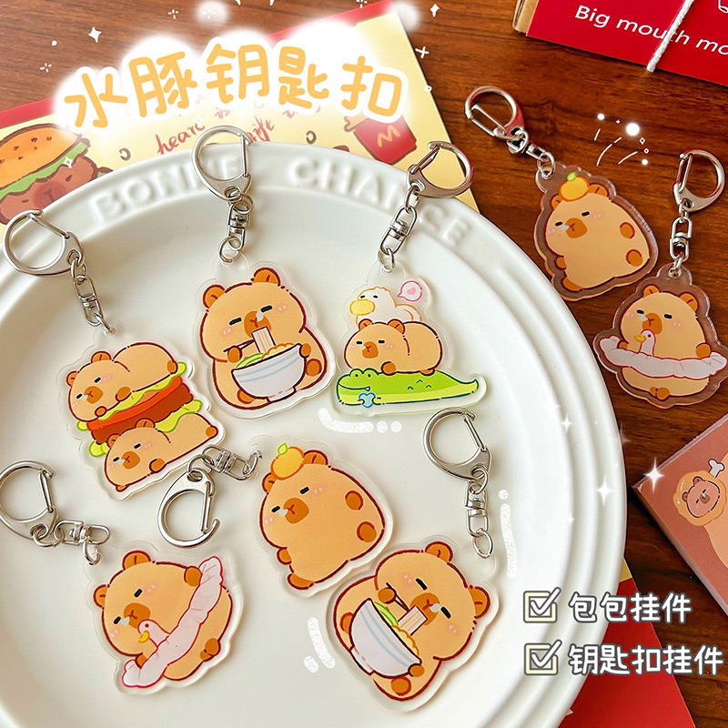 Móc chìa khoá cute, móc khoá cá hề, ca’pybara