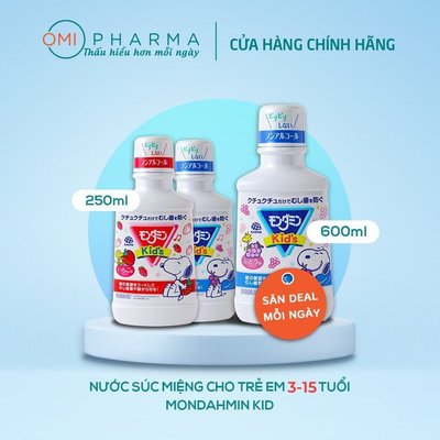 Nước Súc Miệng Cho Trẻ Em Mondahmin JR và Mondahmin Kid Nhật Bản Hương Dâu, Hương Nho (250ml và 600ml)
