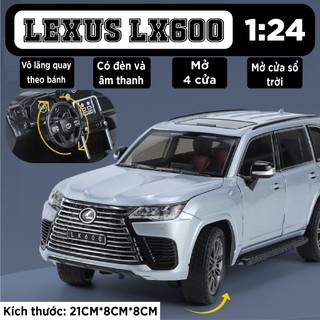 Mô hình xe kim loại lexus lx600 có kính cửa mở tất cả cửa tỉ lệ 1:24 chimei model ot126 ot349