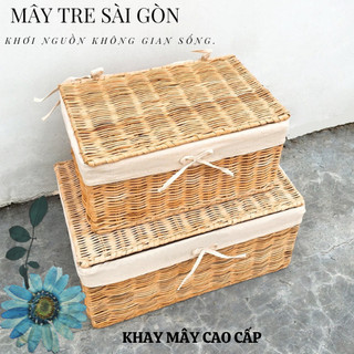 Khay mây đa năng, giỏ đựng quần áo có nắp, sọt đựng đồ, giỏ cói, mây tre đan,hộp nhựa đựng đồ
