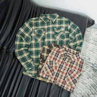 Áo flannel thêu túi ngực ,áo sơmi kẻ sọc,áo sơ mi dài tay nam nữ 3 màu SM04