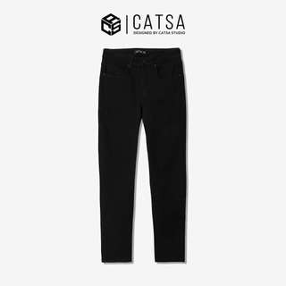 Quần jeans đen nam CATSA form slim fit co giãn nhẹ QDL120