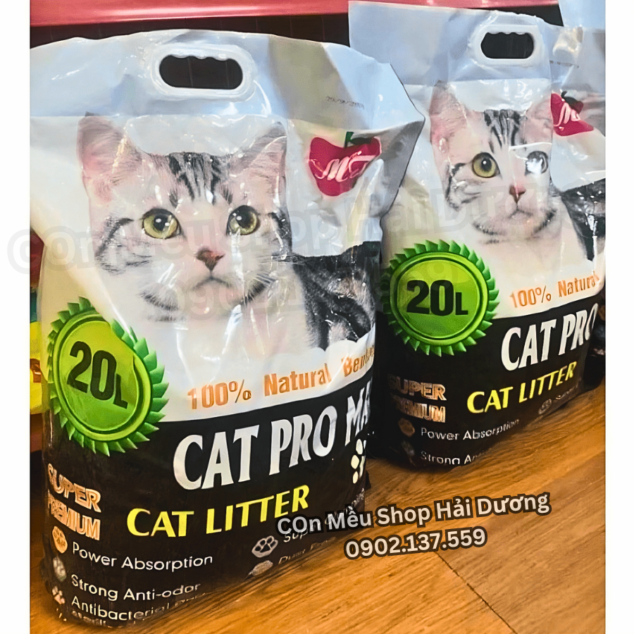 Cát vệ sinh mèo CÁT PRO 20L, 20Lít (9kg) cát cho mèo 20lbs, cát vệ sinh cho mèo vón tốt, ít bụi