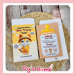Thiệp Thôi Nôi - Sinh Nhật cho Bé Trai Chủ đề Mèo - Hổ 3D (giá 1 thiệp)